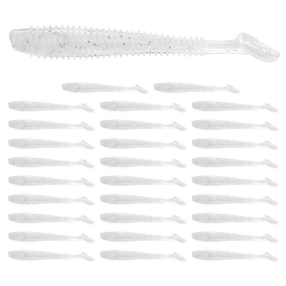 Uxcell 2.95"  Soft Fishing Lures [30-Pack] - Paddle Tail Swim Bait - White & Durable ABS Plastic