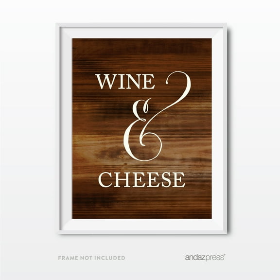 Wine & Cheese Rustic Wood Wedding Party Signs