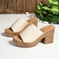 thumbnail image 4 of Dakaela Women's Chunky Heeled Sandal Leather Platform Wedge Slides Arch Support Dress Slip on Pumps, 4 of 7