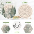 thumbnail image 2 of 6 Pcs Drink Coasters with Holder 3.94in Woven Coasters for Drinks Green Snowy Forest Scene Coaster Set for Protection Table, 2 of 7