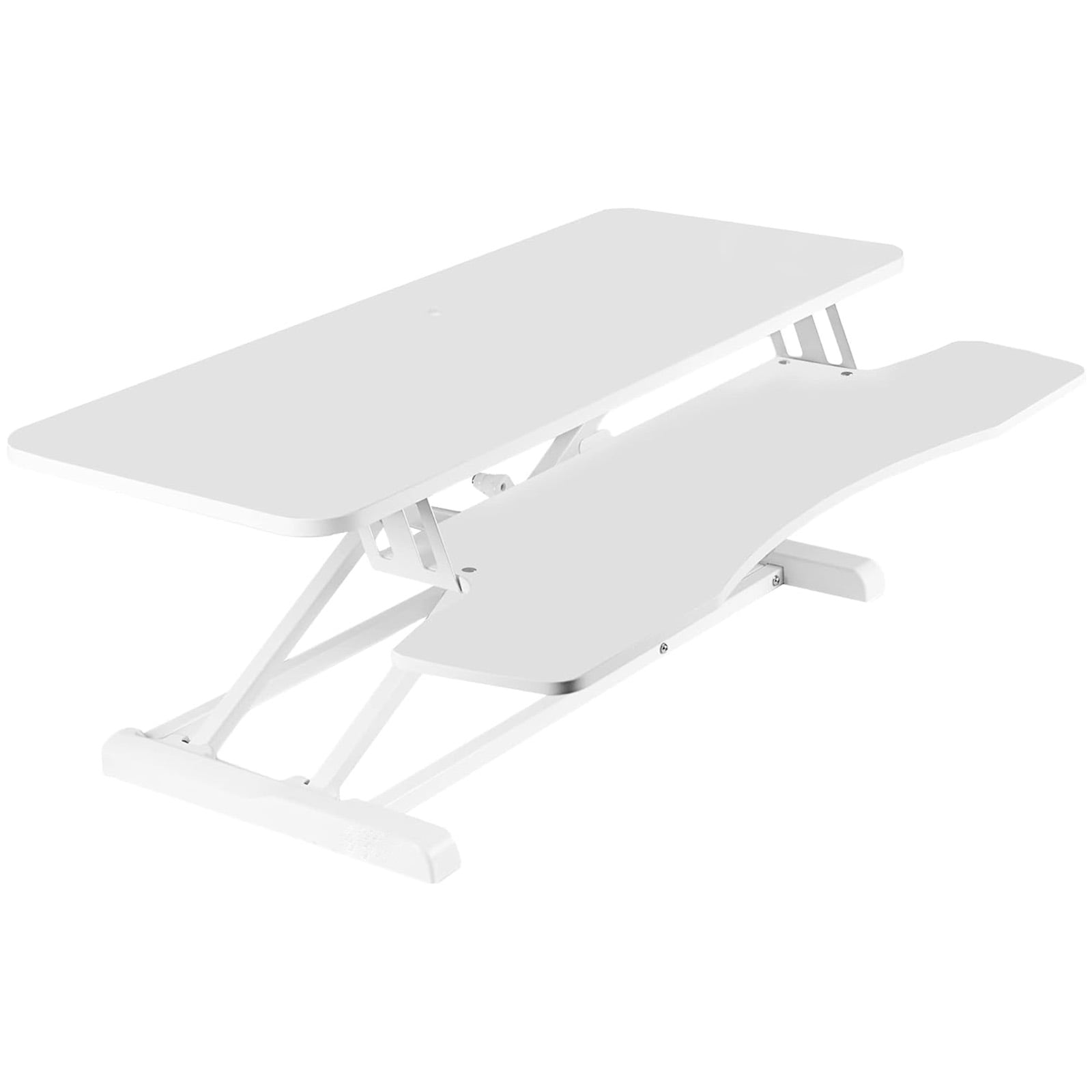 SUSUZI 37" Standing Desk Converter, 2 Tier Height Adjustable Sit Stand up Desk Riser, White