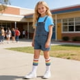 thumbnail image 4 of CYRBOKO Boys Outfit Sets, Cotton Casual 3 Pieces Summer Denim Jumpsuits T-shirts Socks Sets Blue Size 7-8 T, 4 of 8