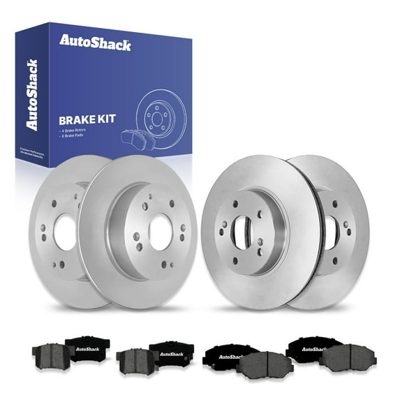 AutoShack Front Vented & Rear Solid Brake Rotors   Premium Ceramic Pads 12-PC Brake Kit Replacement for 2003-2005 Honda Accord