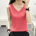 thumbnail image 2 of Casual Sleeveless Tops for Women Plus Size Tank Tops Blouses V-Neck Casual Tunic Tops Tees Ladies Sleeveless Camisole Shirt Solid Summer Tanks New Red 3XL, 2 of 4