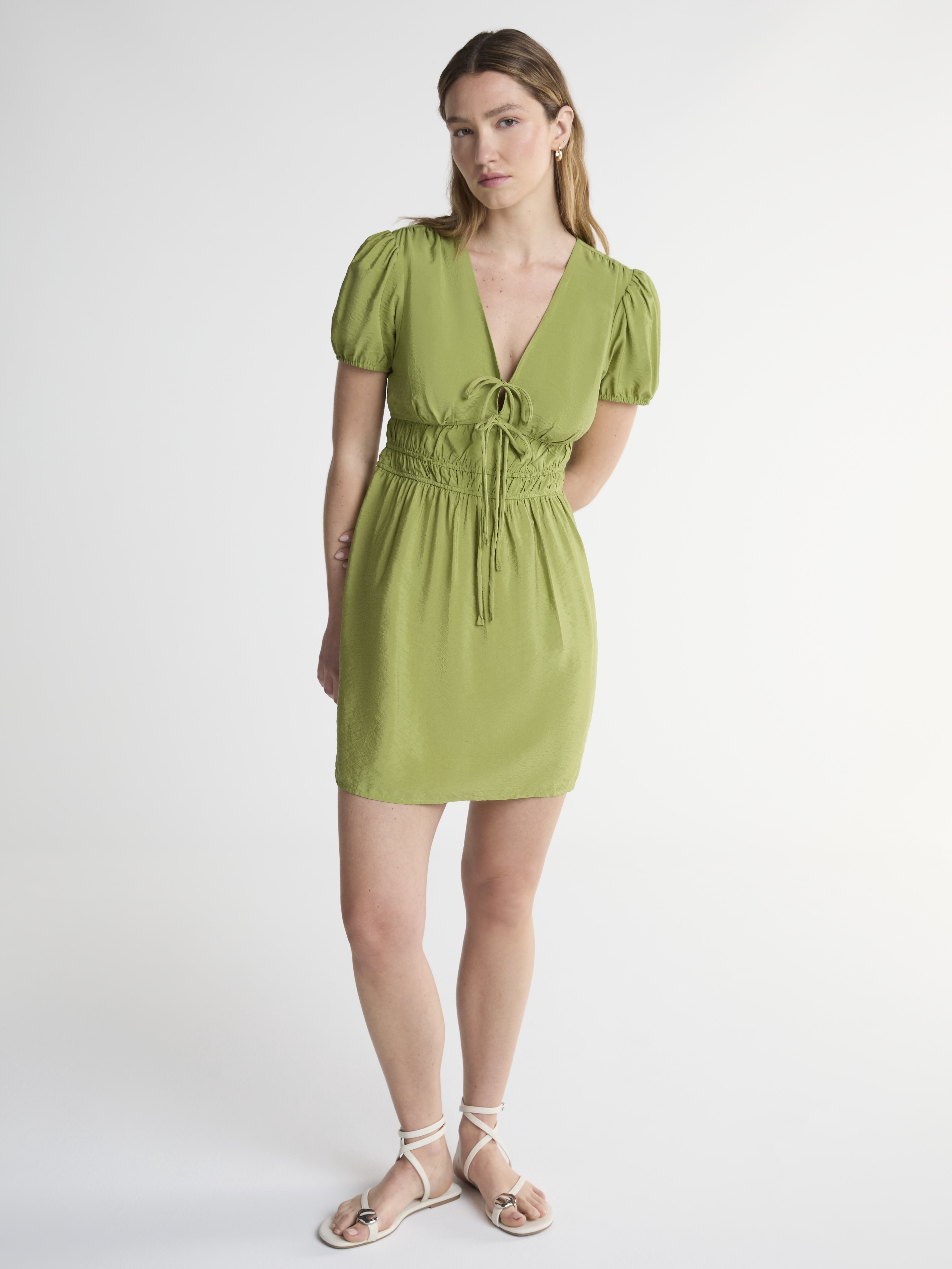 Scoop Women’s Mini Dress with Puff Sleeves, Sizes XS-XXL
