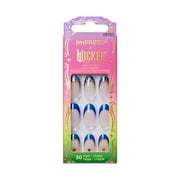 imPRESS X WICKED: FOR GOOD Press On Nails, ‘Wickedly Brave’, Blue, Medium Oval, 30 Fake Nails