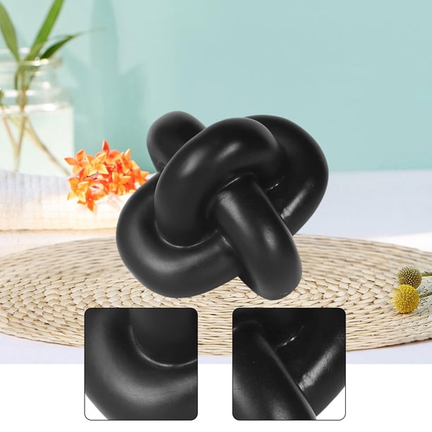 Decoración de cadena de eslabones, artesanía de resina, decoración del hogar, de mesa sencilla negra, nudo decorativo geométrico para bandeja, estante