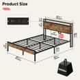 thumbnail image 2 of LLXINGS Queen Size Bed Frame with Headboard, Dual LED Platform Bed Frame with Charging Station, Non-Slip Metal Bed Frame, Noise-Free, Easy Assembly, 2 of 8