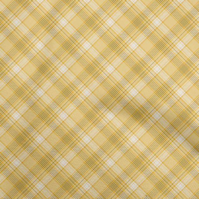 oneOone Rayon Yellow Fabric Check Fabric For Sewing Printed Craft Fabric By The Yard 56 Inch Wide