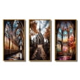 thumbnail image 2 of Designart "Glass Windows Church Stained wall decor I" Spiritual Framed Wall Art Set Of 3 - Beige Church Frame Canvas Set For Living Room Decor, 2 of 7