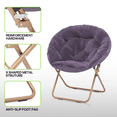 thumbnail image 6 of Magshion Set of 2 X-Large Faux Fur Saucer Chair, Folding Accent Chair, Collapsible Moon Chair Seat with Metal Frame for Bedroom Dorm Living Room, Purple, 6 of 10