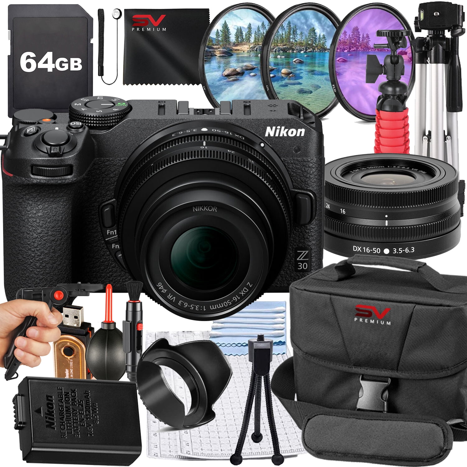 Nikon Z30 Mirrorless Camera +16-50mm Lens + 32GB + Bag+ UV Filter
