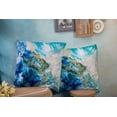 thumbnail image 4 of Set of 2 Blue Gold Abstract Painted Background Texture Fragment Acrylic Painting Canvas Strokes Throw Pillow Covers 18X18 Inch Decorative Pillow Cases for Couch Bedroom Living Room, 4 of 6