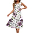 thumbnail image 2 of Vetsdori Womens Midi Dresses with Pockets Floral Print, Sleeveless Summer Sundress, Lightweight Slip Dress for Summer Crew Neck Tank Dress for Women, 2 of 7