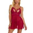 thumbnail image 4 of Vestido de dormir sexy para mujer Conjunto de lencería en V profundo Conjunto de ropa interior Camisón, Rojo, L kenally XX000095-05, 4 of 7