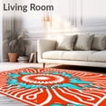 thumbnail image 2 of ODIKA 8'x10' Machine Washable Non-Slip Area Rug, Sunburst Lattice Design Featuring Cascading and Art High Traffic Rug with Pad, Orange, 716905, 2 of 8