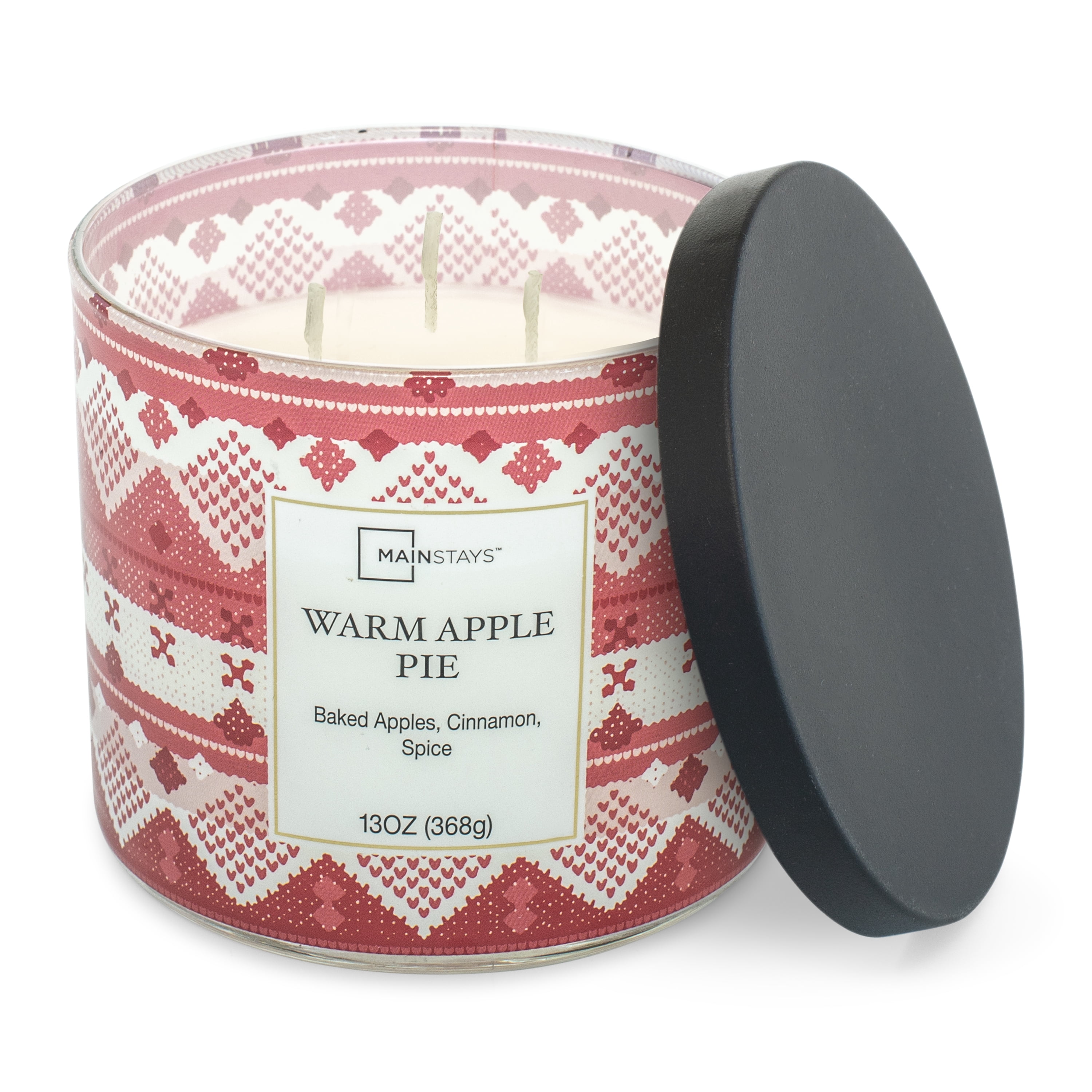 Mainstays Scented 3-Wick Jar Candle, Warm Apple Pie, 13 oz.