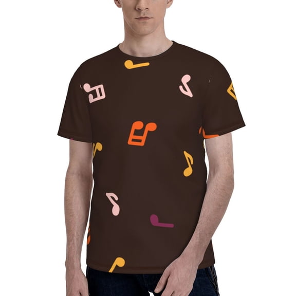 Men 3D Printed Short Sleeve Graphic T-Shirts Tops Tee, Musical Notes Music