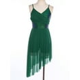 thumbnail image 5 of Miutii Womens Lyrical Dance Dress Sleeveless Asymmetrical High-Low Skirt Modern Contemporary Dance Green M, 5 of 8