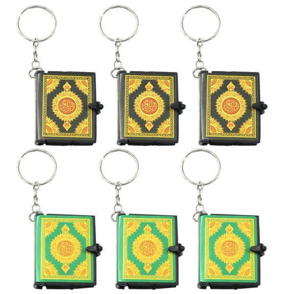 OUNONA 6pcs Bible Metal Keychain Miniature Book Pendant Key Rings Religious Gifts