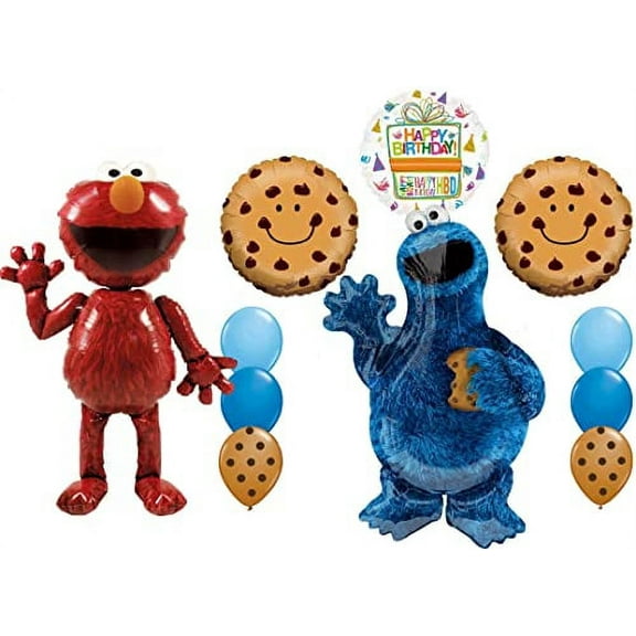 Cookie Monster and Elmo Birthday Party Supplies 11 pc Balloon Bouquet Decorations