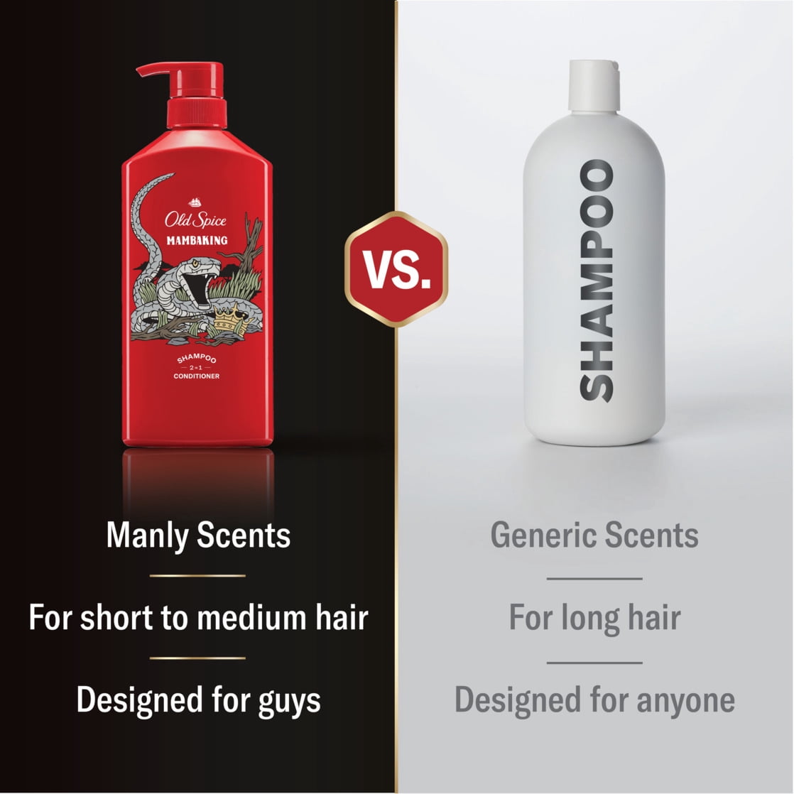 (4 pack) Old Spice Mamba King 2n1 Men's Shampoo and Conditioner, All Hair Types, 21.9 fl oz