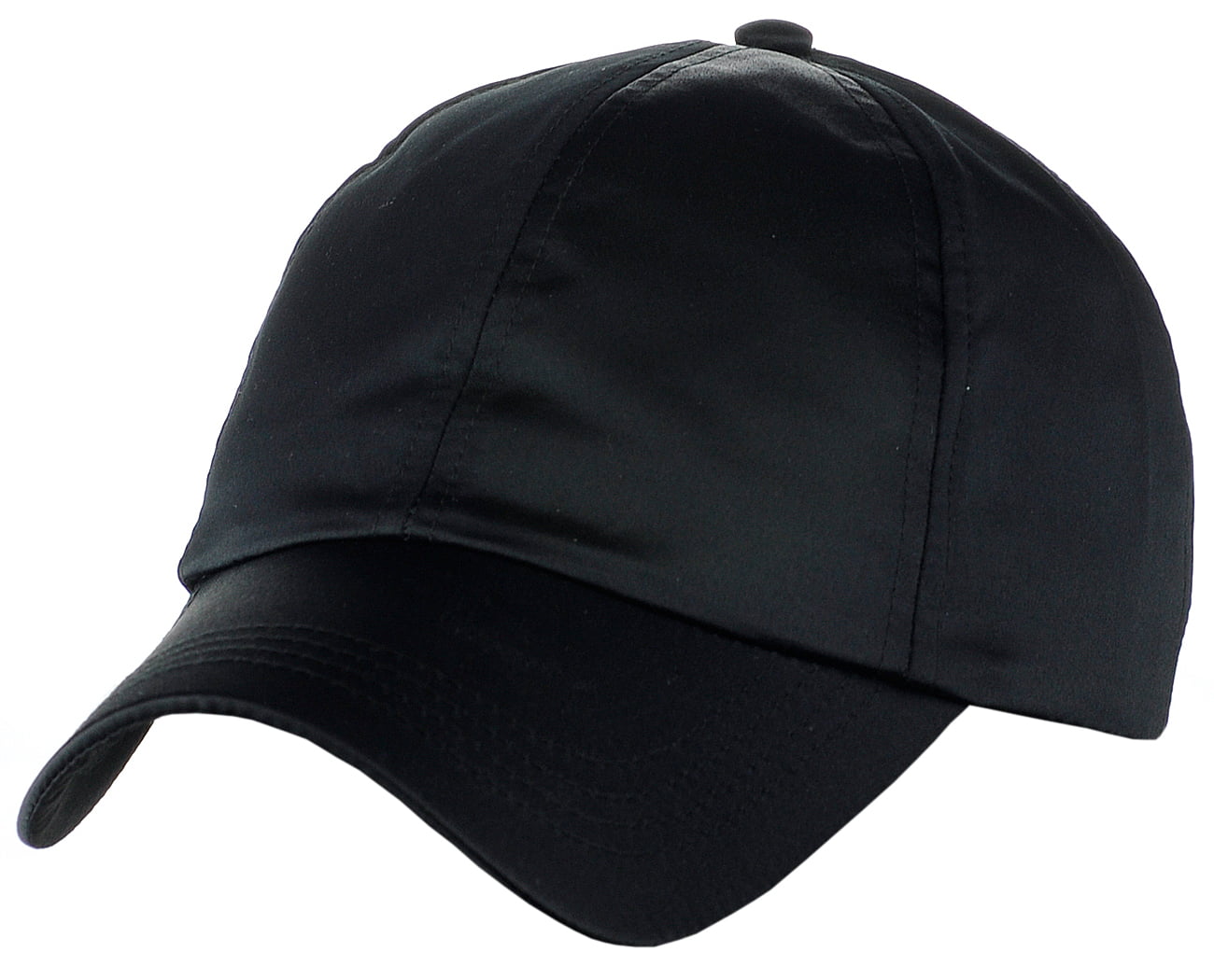 Women's Adjustable Satin Feel Low Profile Baseball Dad Cap Hat, Black