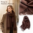 thumbnail image 6 of Lumtrix Womens Scarf Oversized Solid Color Tassel Shawl Wrap Warm 70.87 Inch Long Scarf Coffee One Size, 6 of 8