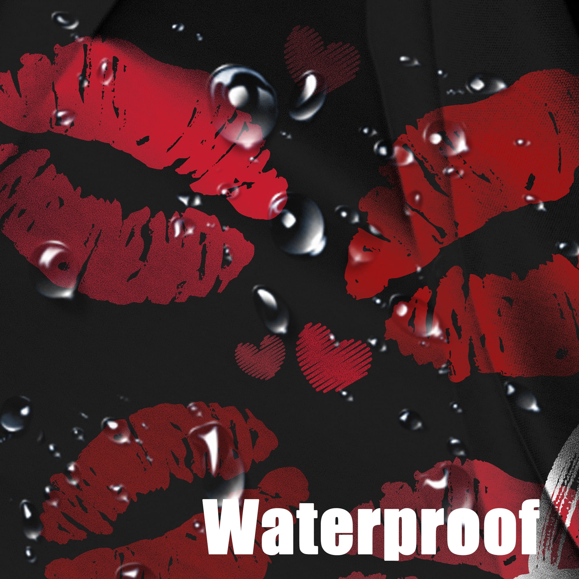 Planially 4 Pcs Shower Curtain Set with Rugs Toilet Lid Cover Mat Red Lips Bathroom Sets