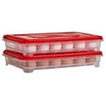 thumbnail image 7 of Buddeez Egg Keeper Storage Container Tray Holds 24 Jumbo Eggs Plastic Clear Red, 2-Pack, 7 of 7