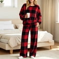 thumbnail image 5 of Edvintorg Loungewear Sets for Women Fleece Pajamas 2 Piece Pjs Plaid Long Sleeve Top and Pant Casual Sleepwear Women's Clothes Wine M, 5 of 7