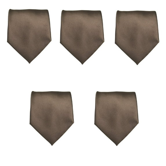 Mens Wedding Tie 5 PK Solid Color Business Ties 3.5" Satin Finish