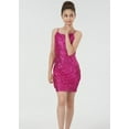 thumbnail image 2 of 2Bunnies Girls' 8yr-14yr Tween Teen Bodycon Ruched Spaghetti Strap Shimmer Sequin Party Dance Mini Dress, 2 of 6