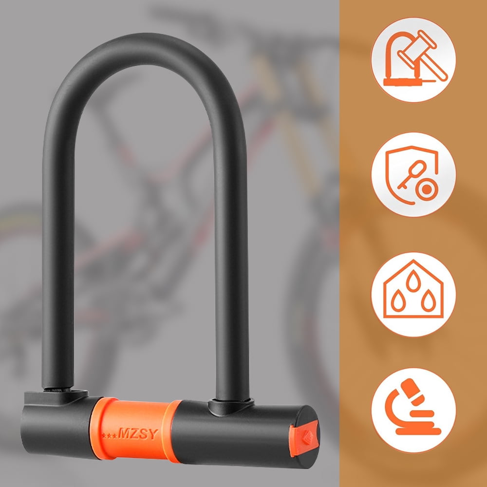 Jercoda Bike U Lock with 2 Keys, Orange U-Shape Lock with Ultra Steel Cable for Bike Motorcycle Gate Fence, Metal Bicycle Lock