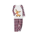 thumbnail image 3 of Christmas Pajamas for Family Long Sleeve Cartoon Reindeer Print Tops + Plaid Pants Set Winter Sleepwear, 3 of 10