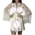 thumbnail image 4 of Lindreshi Robes for Women Clearance Women Fashion Sexy Sleepwear Lingerie Lace Temptation Belt Underwear Nightdress, 4 of 5