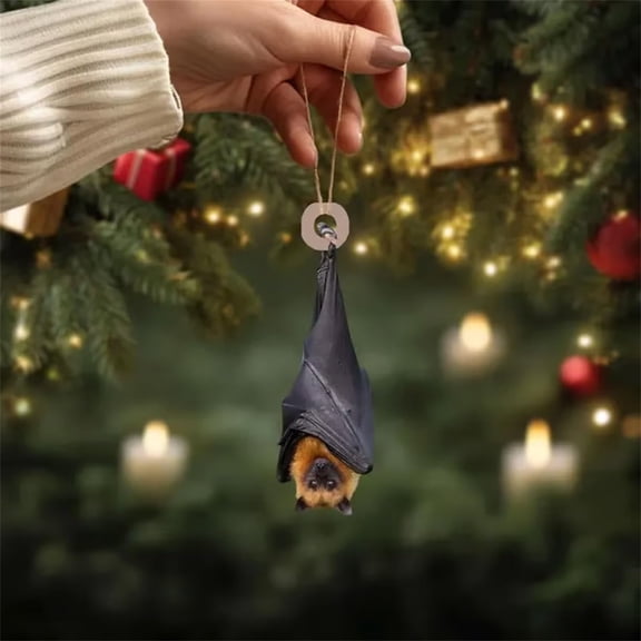Zenithome Gothic Bat Christmas Ornament 3.15In Playful Eye Catching Lightweight for Tree Porch Mantel Festive Mysterious Distinctive Layered Spooky Chic