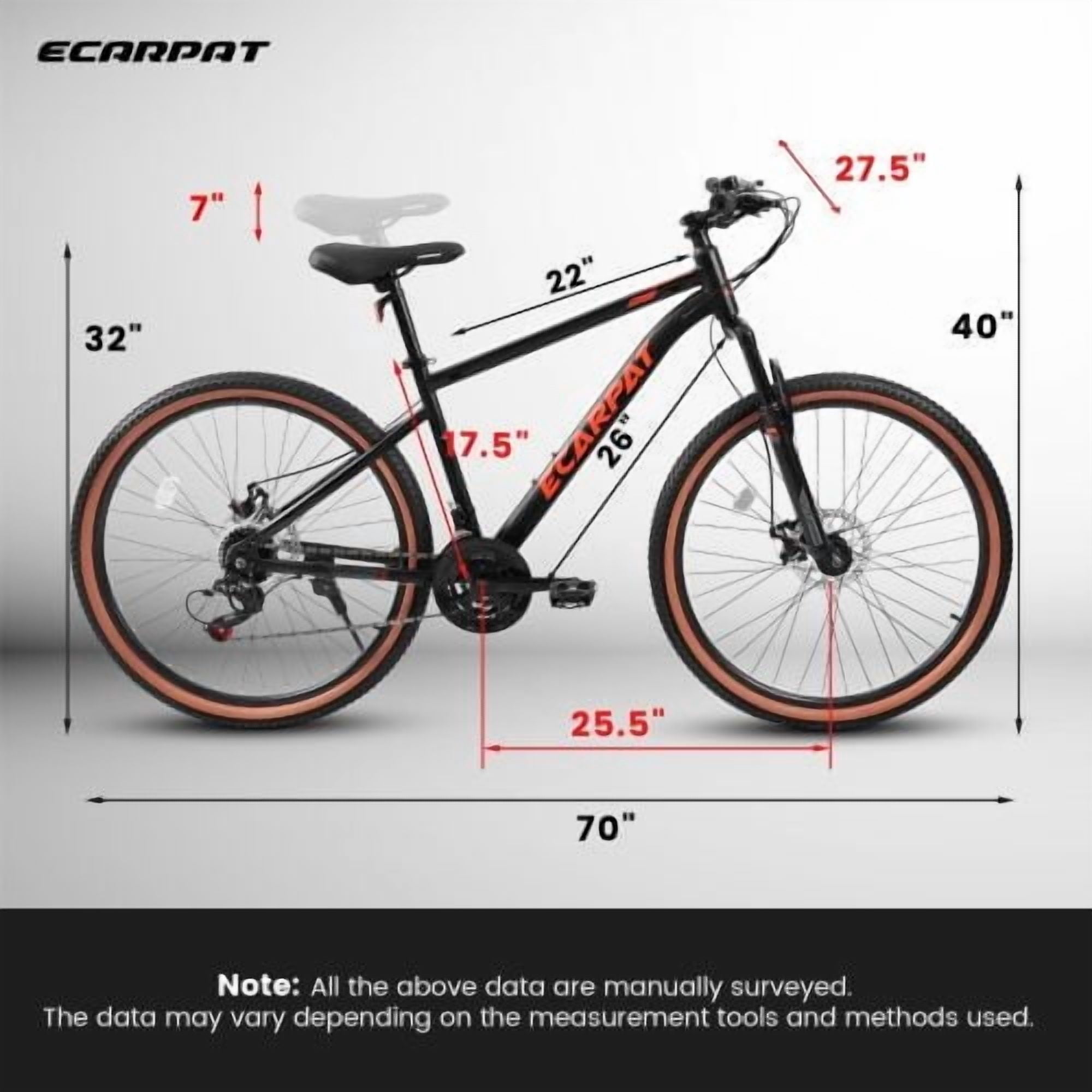 Raistyw 27.5 inch Mountain Bike, 21-Speed Mens City Mountain Bike, High Carbon Steel Frame Disc Brakes Bicycles, Black and Red