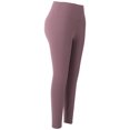 thumbnail image 3 of Pantalones de yoga de talle alto para mujer, control de barriga, entrenamiento, fitness, pantalones de nailon, accesorio deportivo, color rosa sucio, 3 of 8