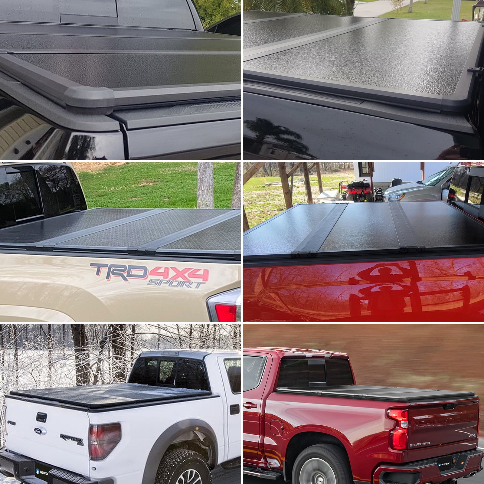 Kikito Professional FRP Hard Tri-Fold Pickup Truck Bed Tonneau Cover ...