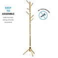 Premium Wooden Coat Rack Free Standing, With 6 Hooks Lacquered Pine