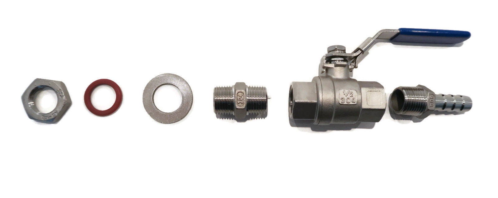 1/2" 304 Stainless Steel Homebrew Kettle Pot BALL VALVE w/ HOSE BARB & BULKHEAD by The ROP Shop