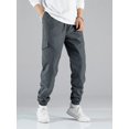 thumbnail image 4 of FOCUSNORM Men Loose Cargo Pants Solid Color Elastic Drawstring Jogger Sweatpants with Pockets Casual Trousers for Streetwear, 4 of 6