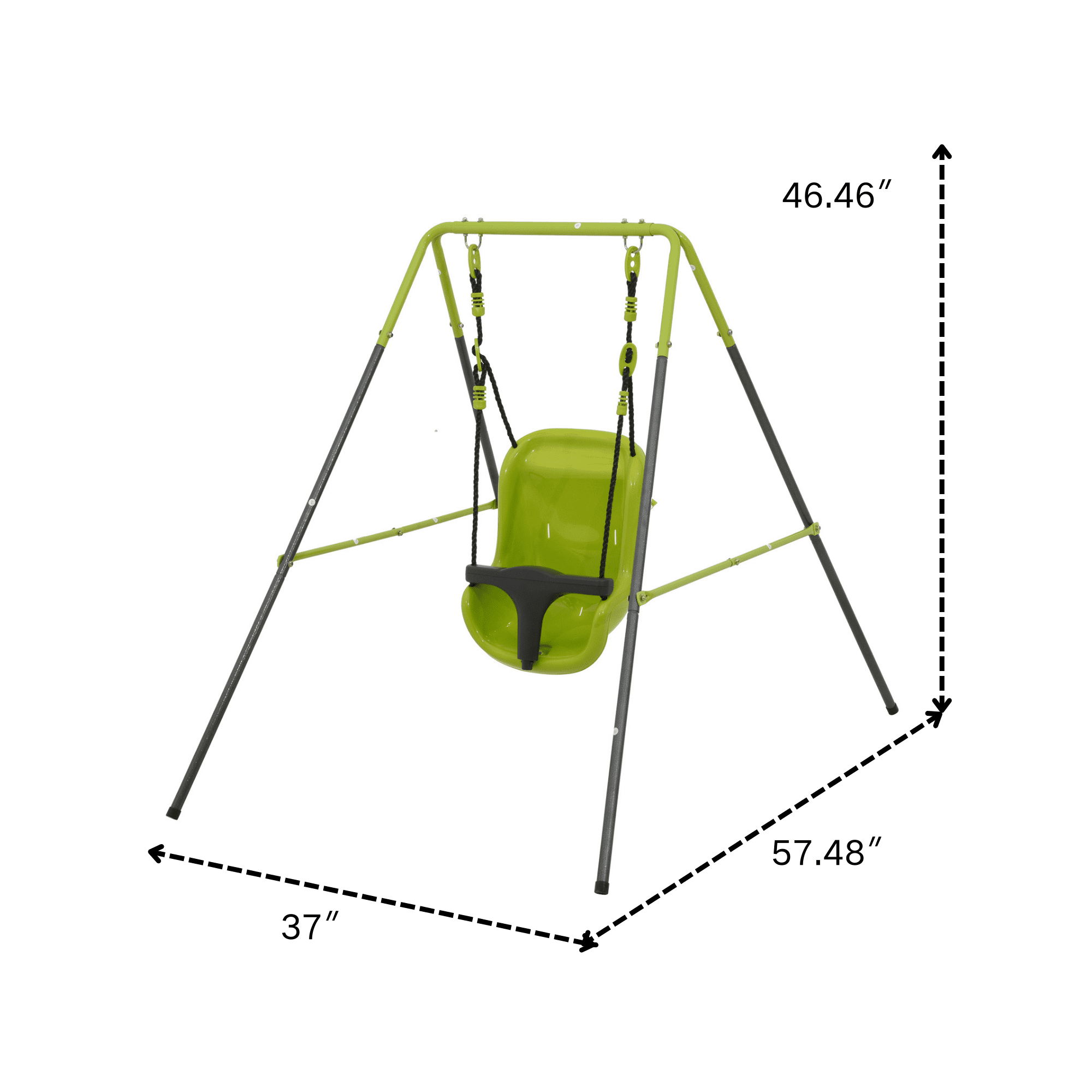 Indoor Outdoor Baby Swing with Safety Seat, Toddler Swing with Crotch Strap, Corrosion-Resistant Metal Frame for 6 Months to 2 Years Old, Max Load 25kg
