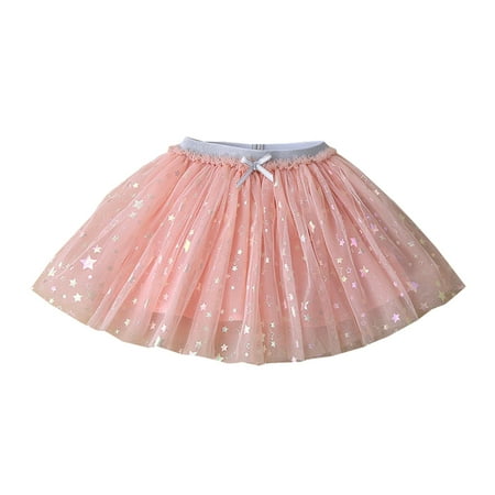 

Wiueurtly Toddler Skirt Girls Summer Solid Color Fashion Mesh Tutu Half Skirt Fashionable Foreign Style Star Pattern Pink Girl Little Girl Dresses Size 7-8