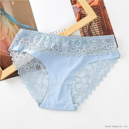 

Women Seamless Underwear Sexy Lace Lingerie Knickers Ice Silk Panties Briefs New