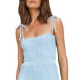 thumbnail image 5 of Coduop Women Spaghetti Straps Ribbed Dress Square Neck Sleeveless Lace Up Ruched Party Long Dress, 5 of 7
