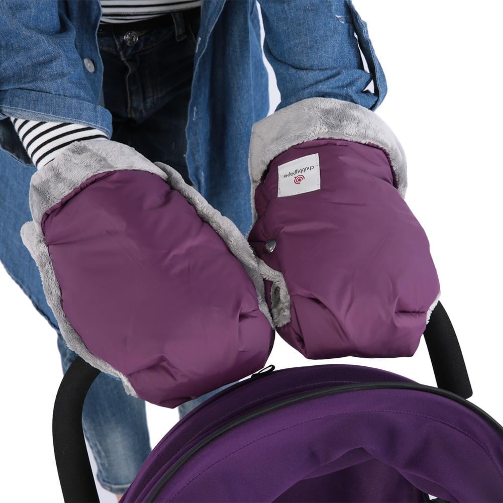 Mgaxyff Winter Baby Stroller Gloves Waterproof Thickened Warm Soft Gloves for Outdoor Trolleys