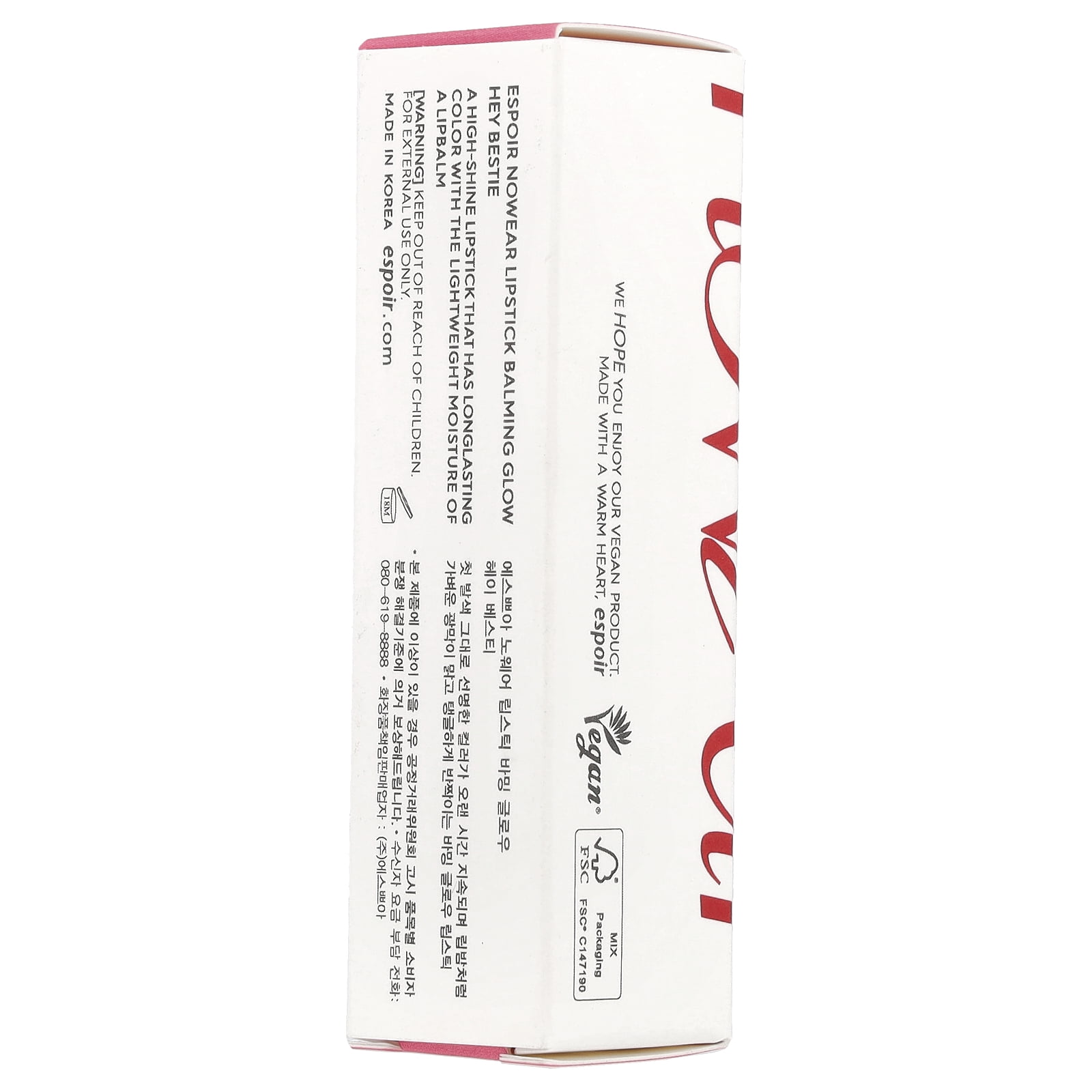 Espoir Nowear Lipstick Balming Glow, PK004 Hey Bestie, 3 g