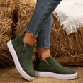 thumbnail image 2 of Ladies On Sneakers for Playground & Park Days Women's Casual Shoes On Flat Comfortable Loafers For Daily Wear Soft Suede Side Zipper Design With Jeans For Fall Winter, 2 of 9